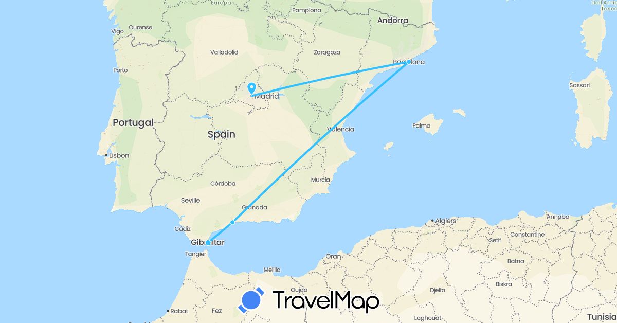 TravelMap itinerary: boat in Spain, Gibraltar (Europe)